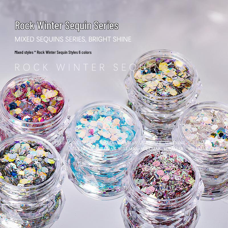 

Winter Glitter Nail Art: Mixed Coarse & Fine Irregular Sequins Shimmer Powder
