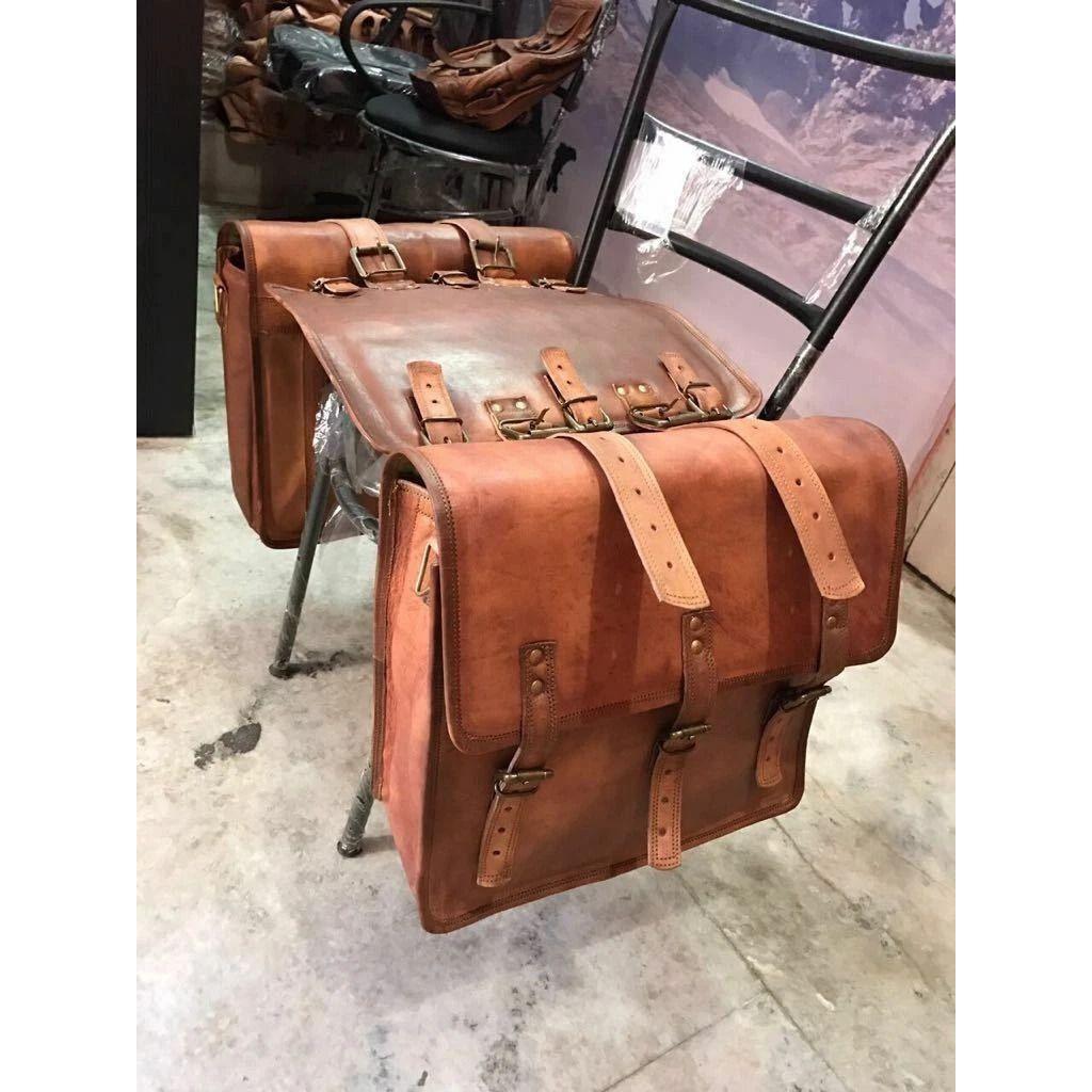 

Мотоциклетные коричневые кожаные сумки, 2 боковые дополнительные сумки на сиденье, седельные сумки, седельные кофры 15 x 11 x 4 in