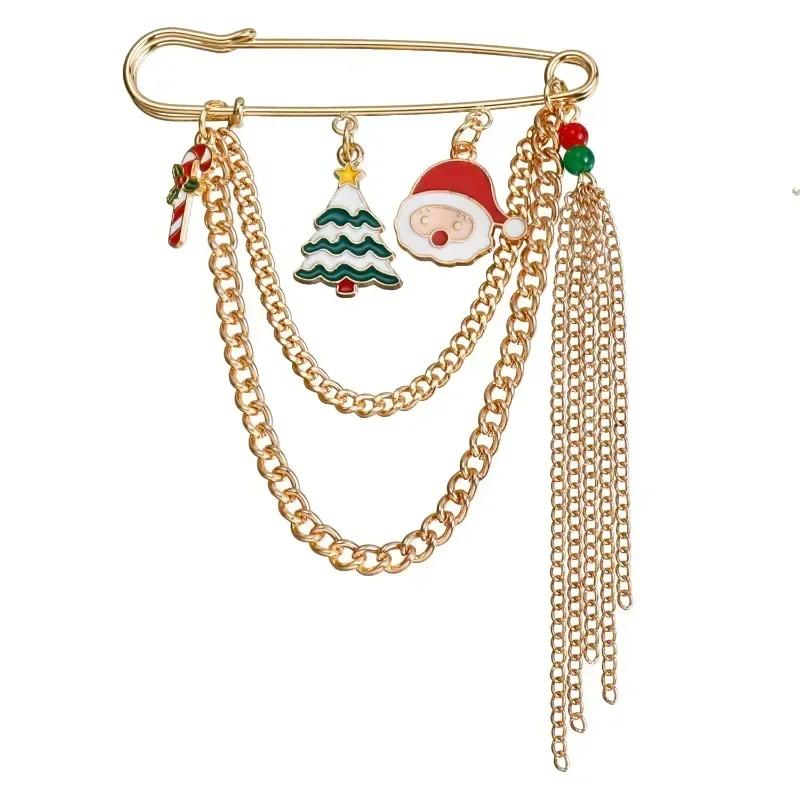 Fashion Lovely Enamel Christmas Santa Claus Snowman Pendants Brooch Badge Xmas Laple Pin New Year Party Jewelry Gifts