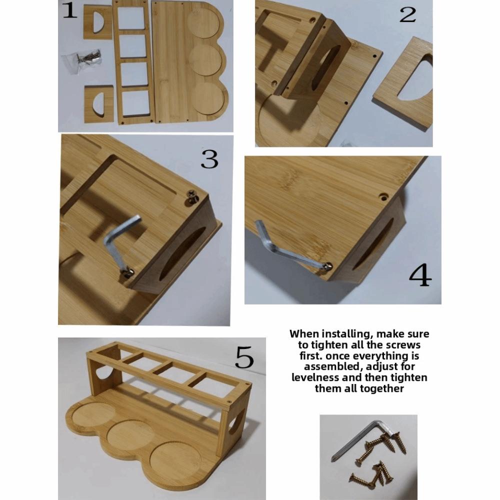 Bamboo Kitchen Storage Shelf Double Layer Kitchen Tools Seasoning Can Storage Rack Round Square Oil Bottle Rack Resturant