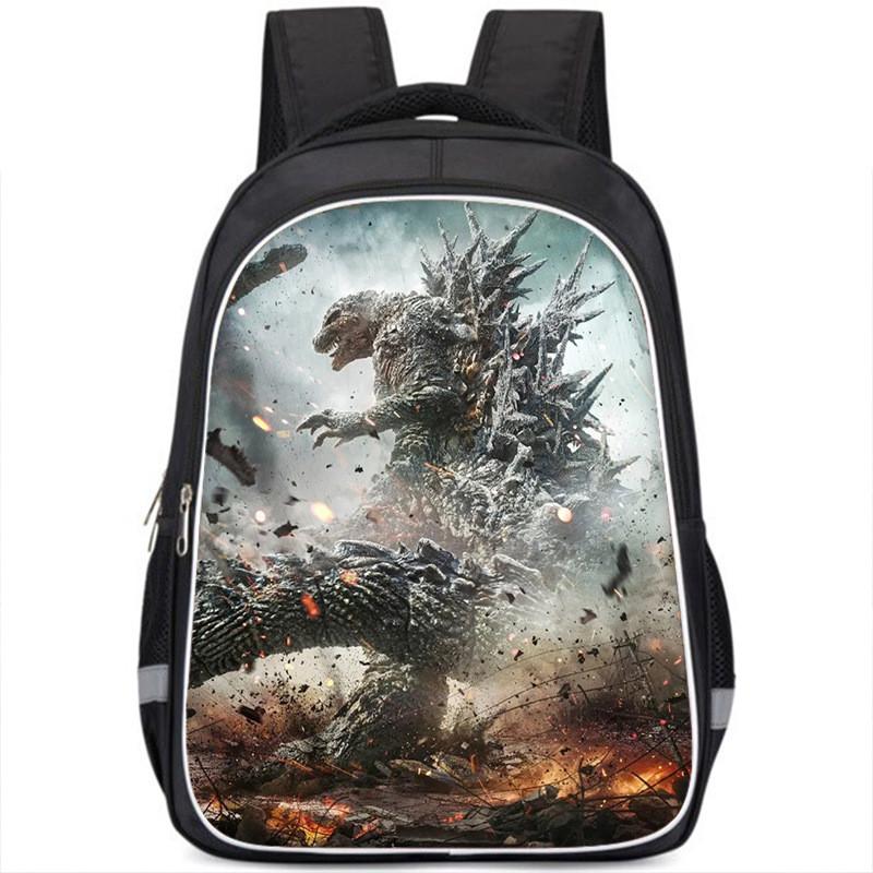 Godzilla Backpack Large Capacity School Bag With Movie Poster Print For Boys Nylon Material
