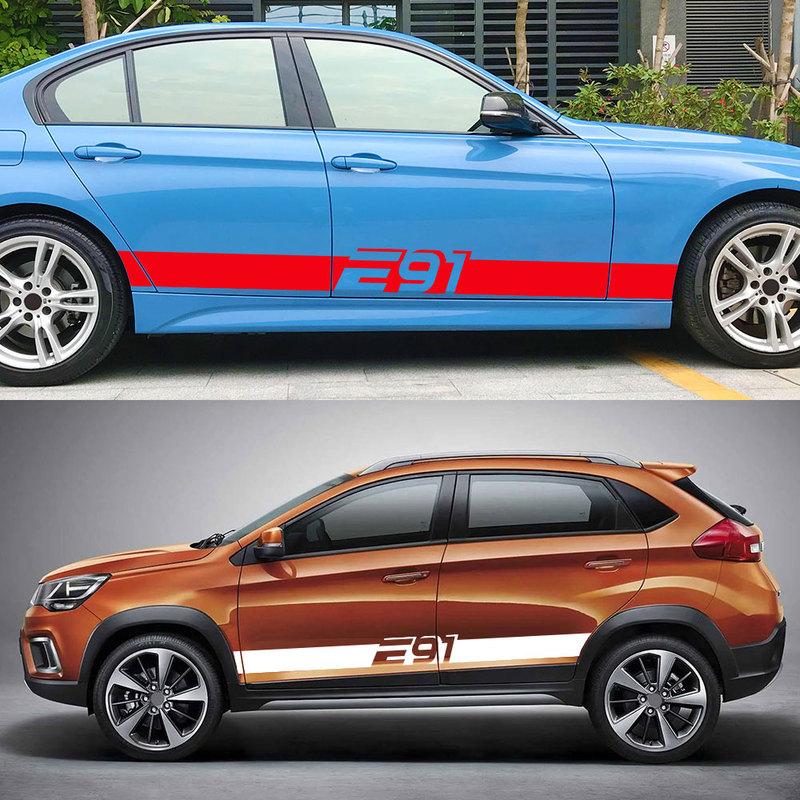 2PCS Car Door Side Sticker Auto Trim Decals Accessories For BMW E46 E60 E90 E39 E87 E28 E30 E34 E36 E53 E61 62 E70 E91 E92 E93