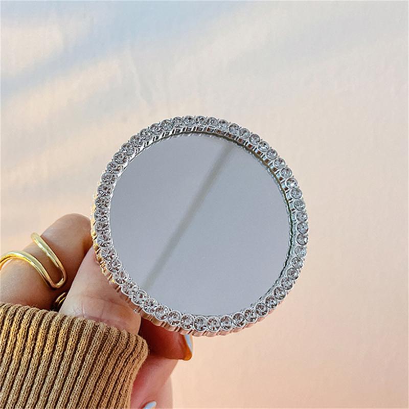 INS Korean Cute 3D Diamonds Love Heart Make Up Mirror Griptok Bracket For iPhone 14Pro Phone Holder Ring Support Stand Grip Tok