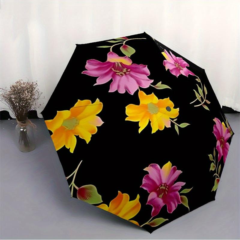 1pc Floral Pattern Automatic Open/Close Umbrella, Portable Folding umbrella for Everyday Use yy250826010