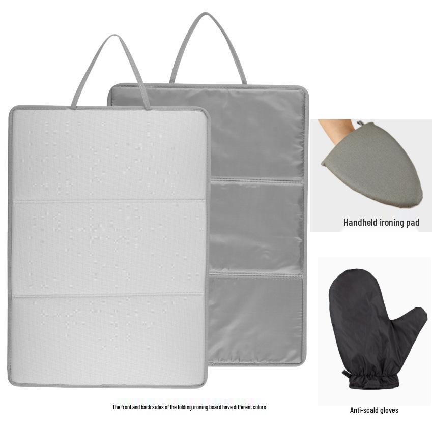 Three-Fold Heat-Resistant Portable Ironing Board Pad - Foldable, Flat, and Hanging Type