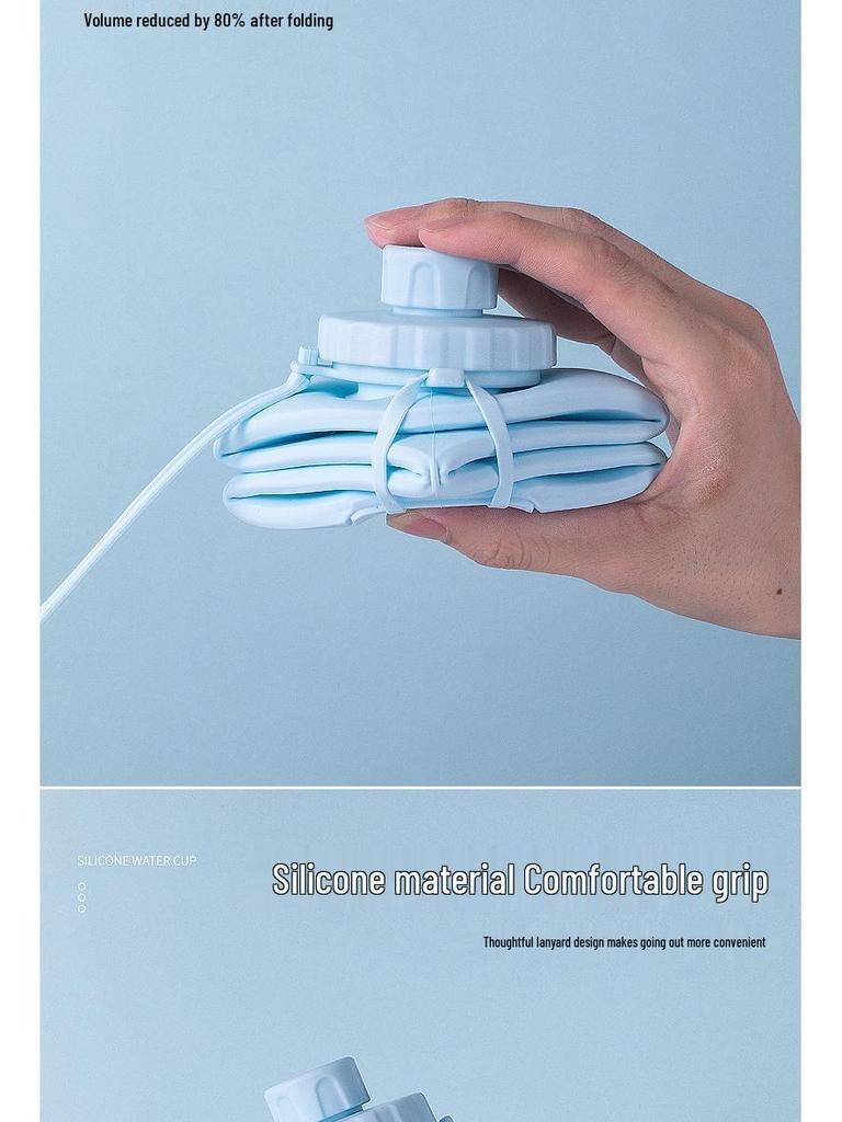Thickened Silicone Collapsible Water Bottle for Outdoor Sports, Portable, Foldable, and Retractable Design