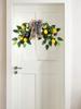 Artificial Lemon Flower Wreath Realistic 55x30cm Faux Lemon Swag for Home Door Shop Kitchen Decor