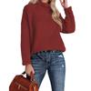 Fashionable Women's High-neck Knitted Sweater With Long Sleeves And Rolled Hem