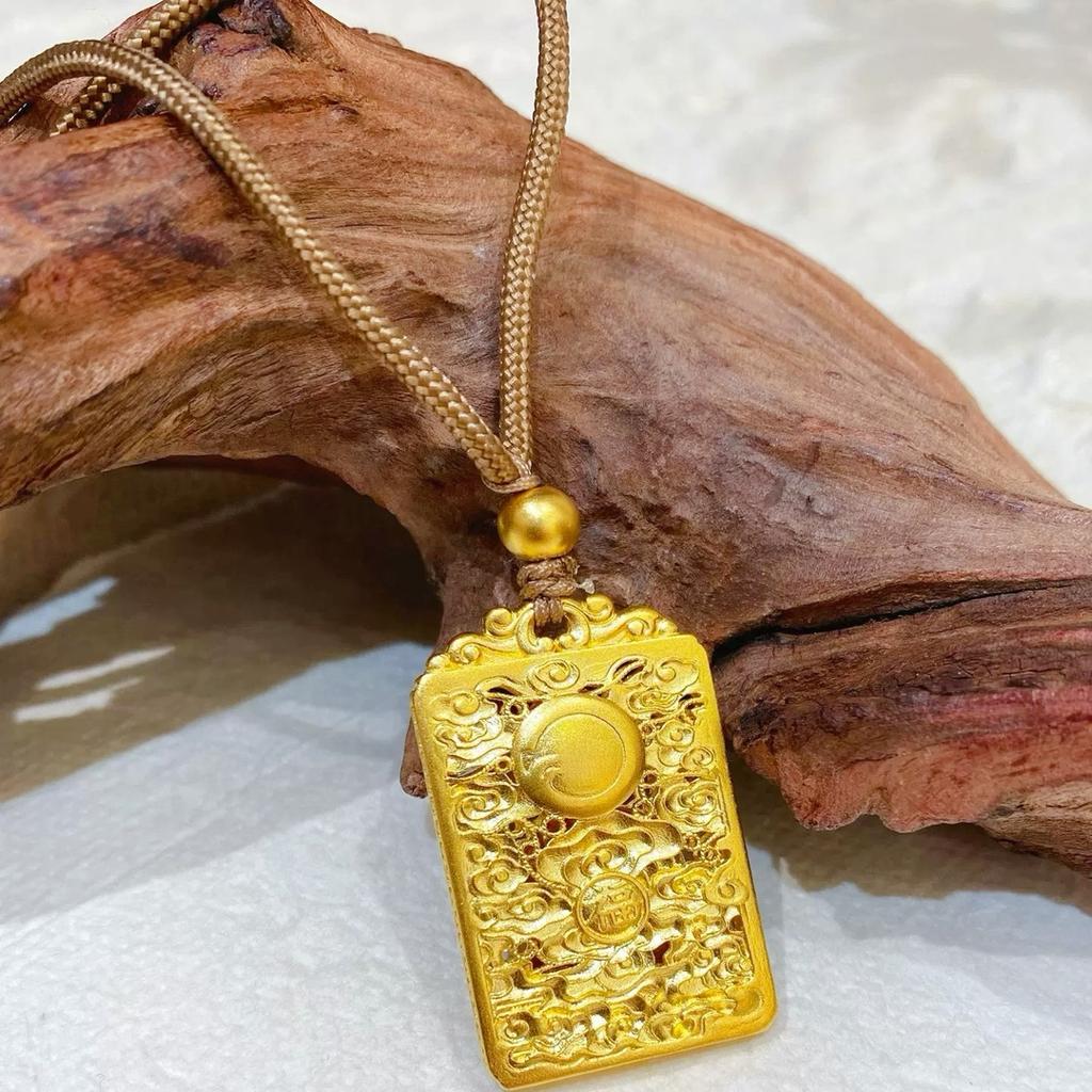 Acht Große Dharmapalas 24K AU999 Goldanhänger, Mahasthamaprapta Token, Tierkreiszeichen Schutz Buddha Amulett