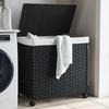 VidaXL Laundry Basket with Wheels Black 60x35x60.5 Cm Woven Resin 372042