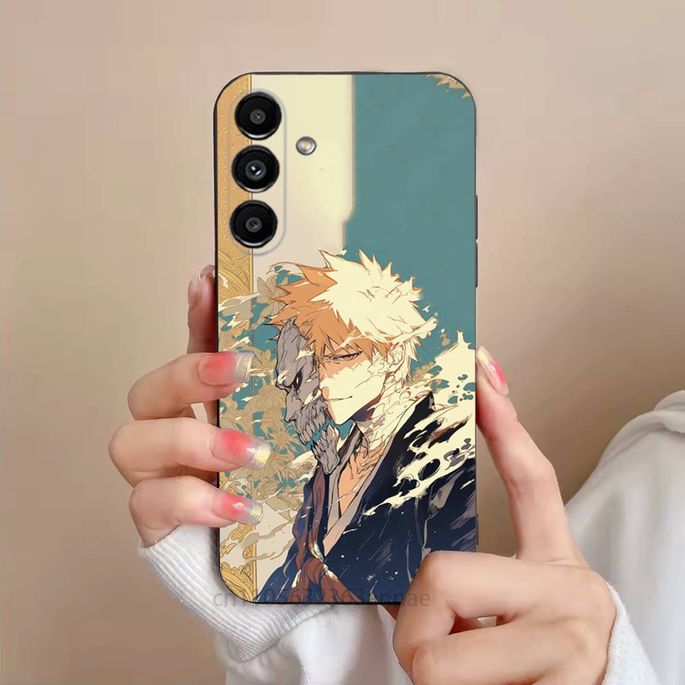 Kurosaki Ichigo B-Bleach Rukia Phone Case For Samsung S25,24,23,22,21,S20,Ultra,Plus,FE Black Soft Cover