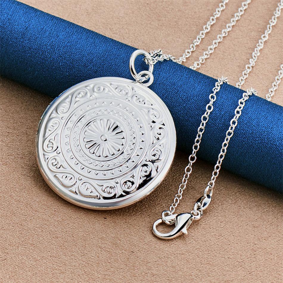925 sterling silver 16-30 inch exquisite round flip up pendant necklace, women's fashion gift, wedding jewelry accessories