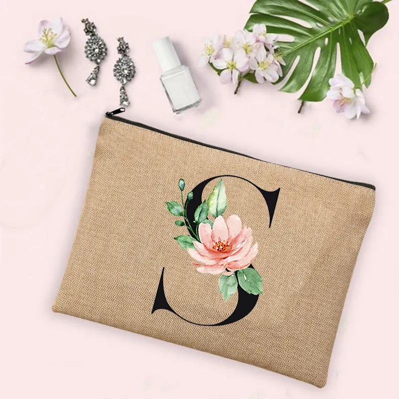 Gift for Her 26 Letter Printing Woman's Make Up Bags Handbags  Makeup Organizers Lovely Casual Travel Toiletry Bags Lipstick Bag