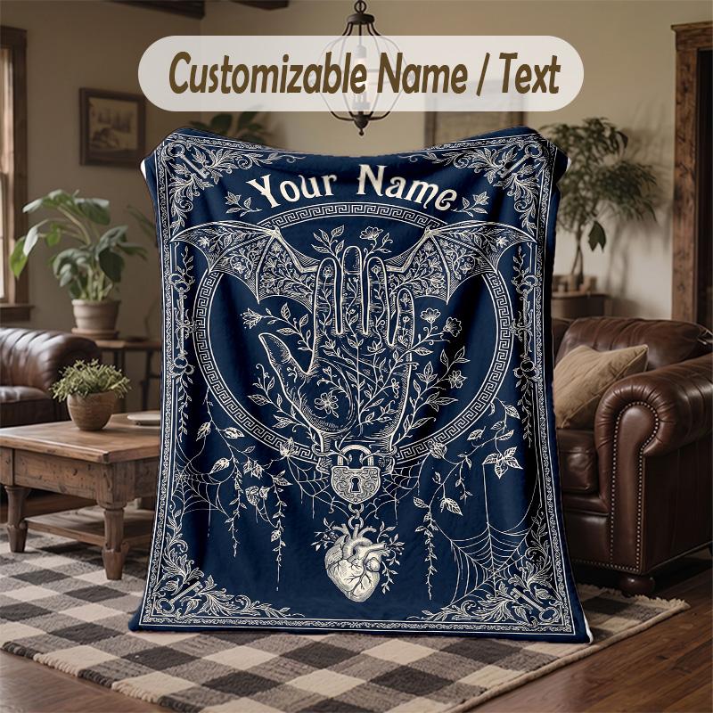 Ethereal Dragon Moonlight Theme Throw Blanket Custom Name Text Personalized Blanket Soft Cozy Blanket for Home Sofa Bed