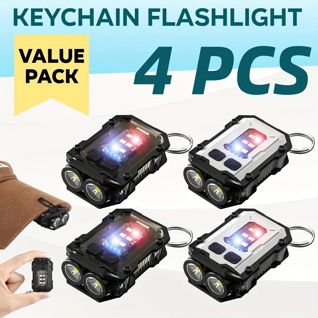 Clip-On Flashlight Rechargeable Mini EDC Keychain Torch,Compact Pocket COB Flash Light for Hiking Camping Fishing Holiday Gifts
