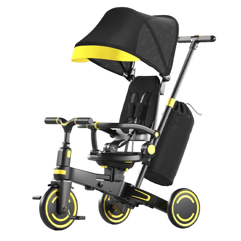 Portable Folding Tricycle with Canopy & Storage for Ages 1-6 - Multi-Form Baby Stroller Bike