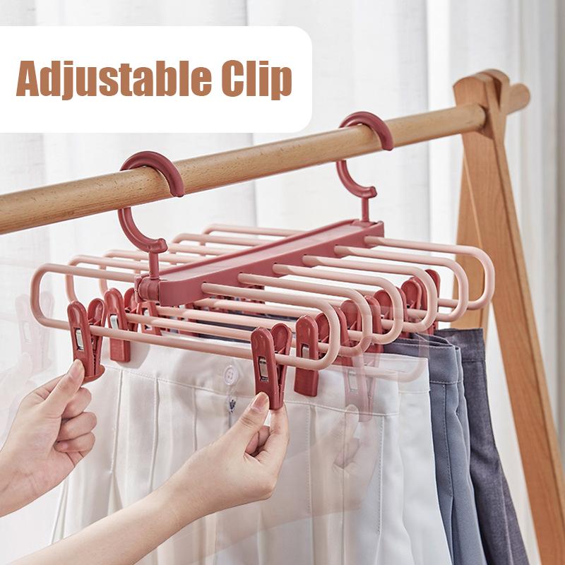 1PCS Folding Trouser Hanger,Retractable Magic Skirt Rack with Adjustable Clip,Multi-functional Organizer Racks for Pants Bra