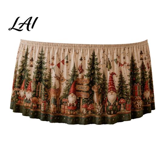 Wrinkle Free Table Cloth for Celebration Christmas Skirt 70.9×29.5 Inch Apron with Santa Gnome Reindeer Buffalo Reusable Cover Dining Plaid