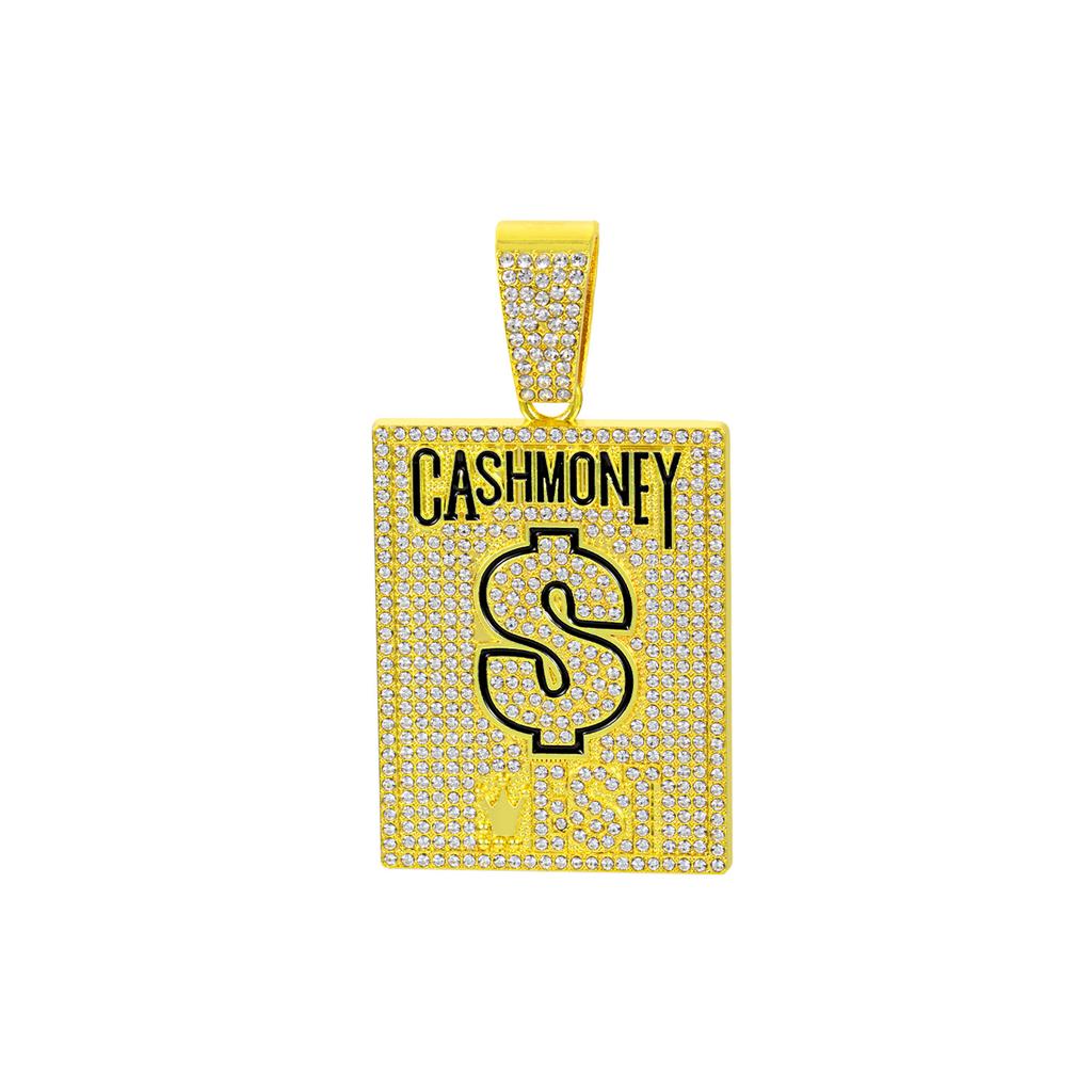 American CASH MONEY Dollar Sign Square Plate Dripping Oil Letter Necklace Pendant Cuban Chain