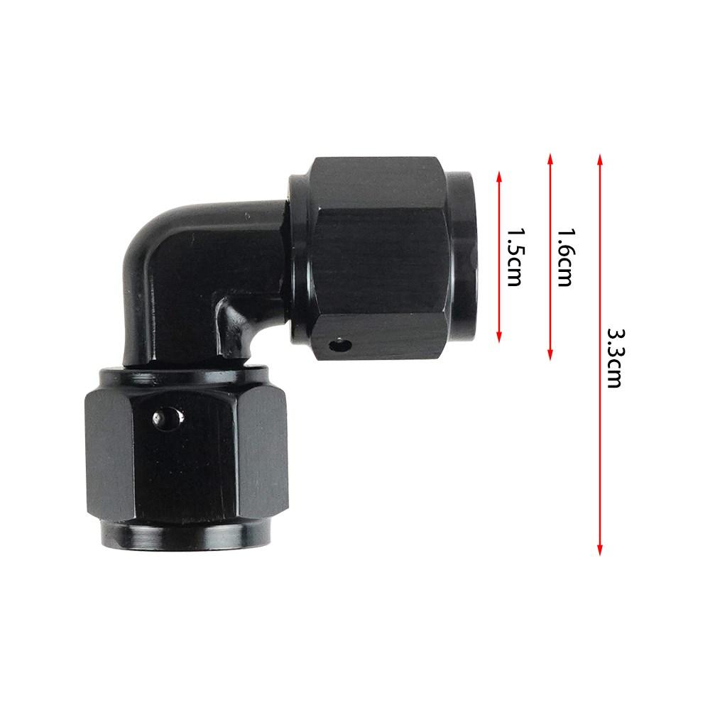AN10 Female to AN10 Female 90 Degree Swivel Coupler Union Fuel Line Hose Adapter Fittings AN4/AN6/AN8 Aluminum Anodized Black