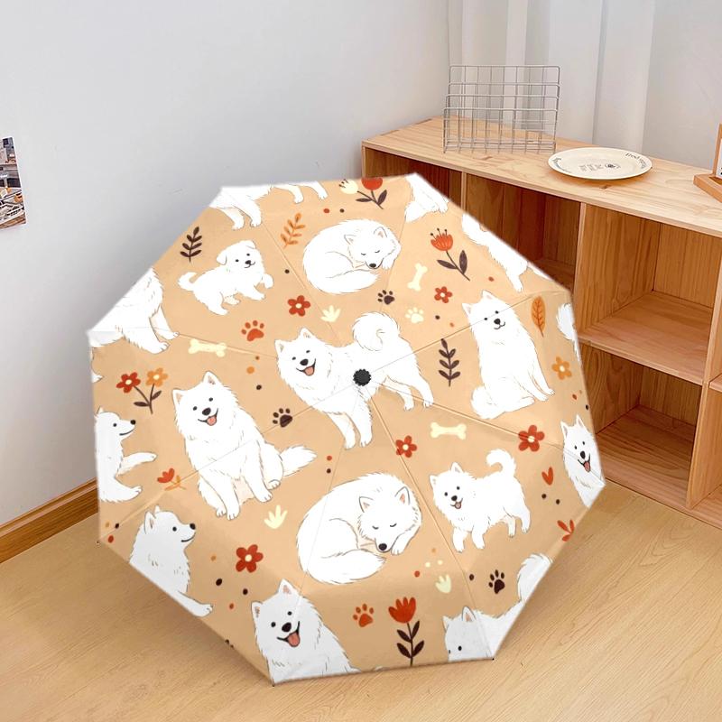 1 PC Automatic Folding Umbrella - Cute Dog Pattern, Portable & Foldable Design with 8 Ribs, Christmas Birthday Gifts