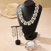 3PCS Zircon Set for Women Gold Copper Color Big Cuban Chains Bracelet Necklace Fashion Chunky Chain Collares Earring Gifts
