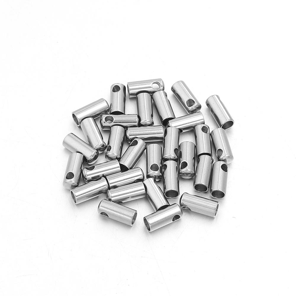 10-30pcs Stainless Steel Column End Tip Cap Crimp Clasps Connector For Jewelry Making Bracelet Necklace Leather Cord Accessories