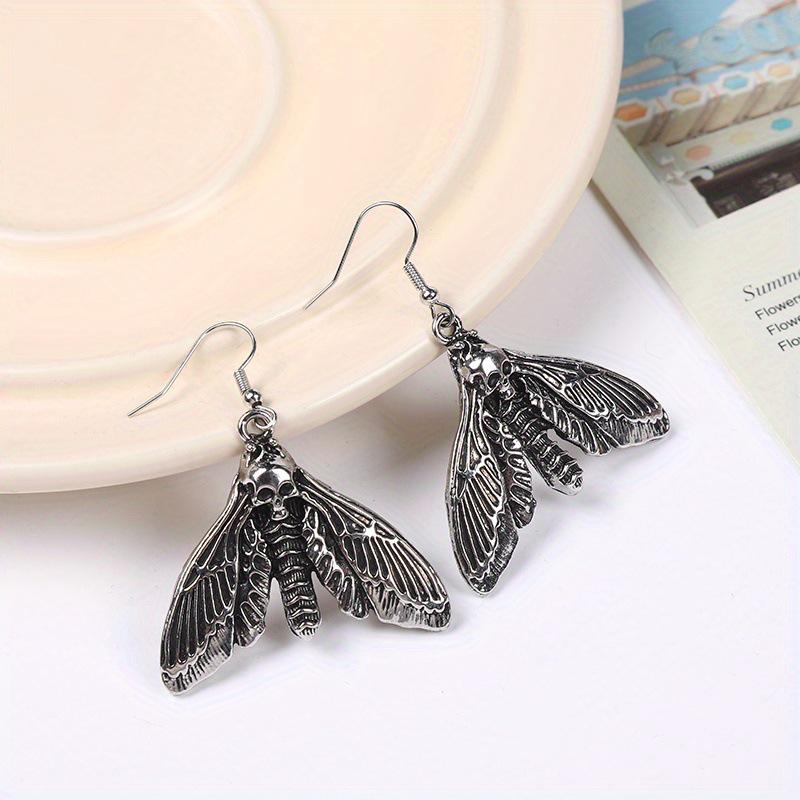 Retro Viking Gothic Skull Moth Earrings - Trendy Hip Hop Party Style A0374
