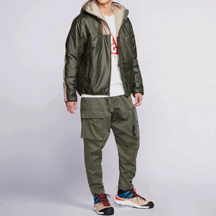 Nike ACG Thermal Colorblock Hooded Cotton Jacket Men Outerwear Green CD7651-325