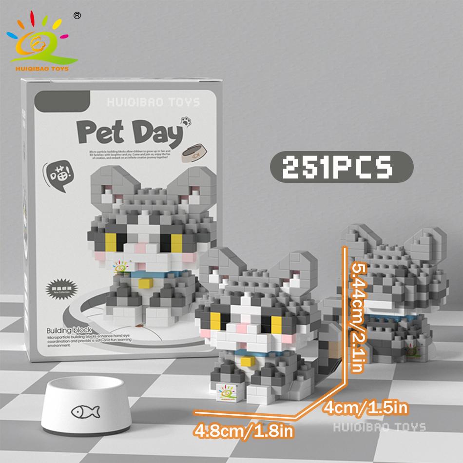 MINI Working Cat Pet Dog Micro Model Building Block Set Kids City Cartoon Animal Diamond Bricks Educational Toys Adult