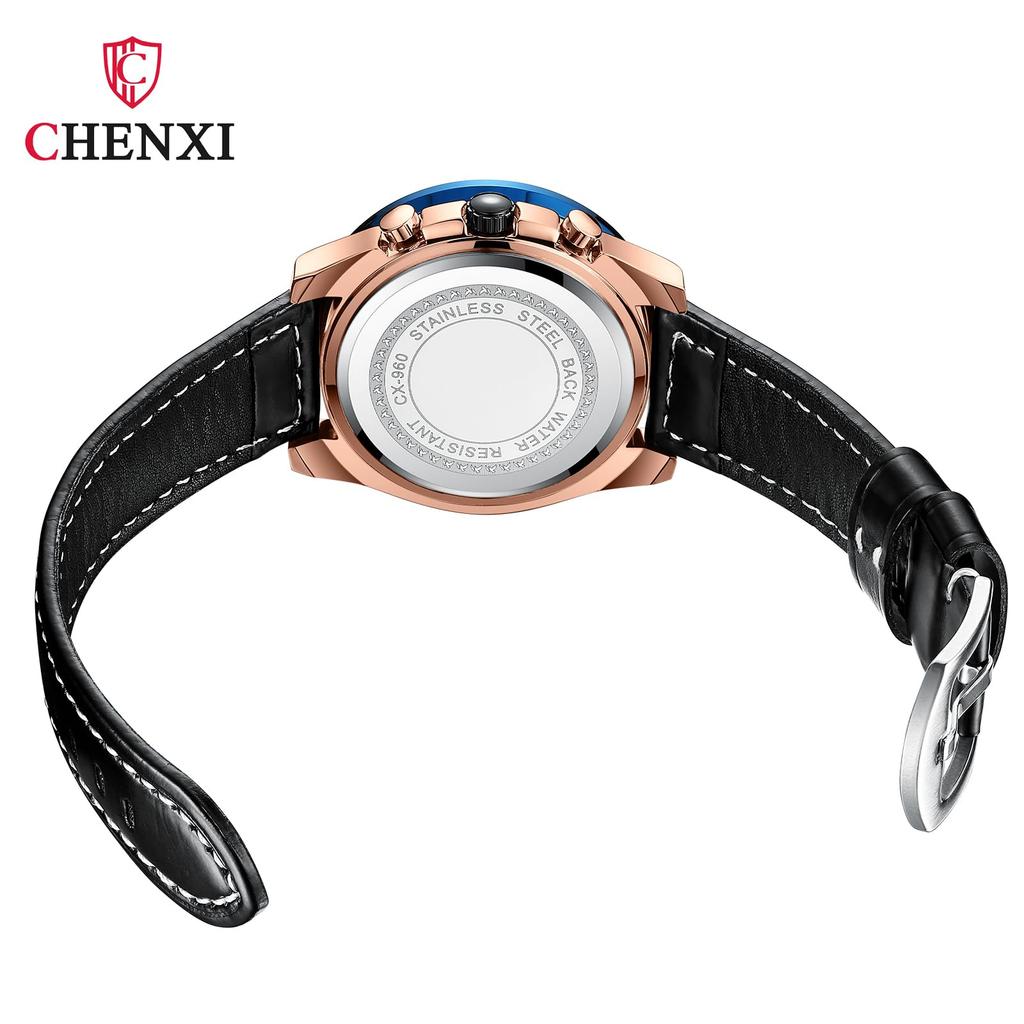Stylish Men's Chronograph Watch, Stylish and Stylish, Waterproof, Popular Brand, Quartz Analog Watch, Black, ChenXi-G960