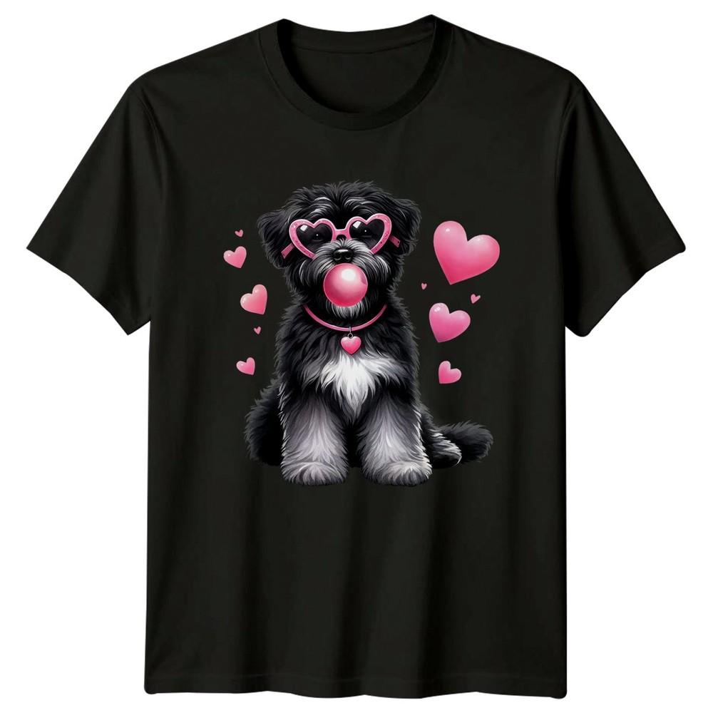 Fluffy Dog With Heart Glasses Bubblegum Dogs Animals Unisexs TShirt Unisexs Tee