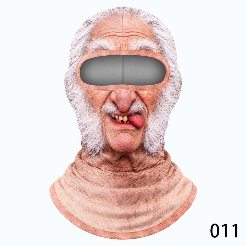 Funny Old Man Ski Mask Realistic Face Summer 3D Printed Full Face Mask For Skiing Snowboarding Outdoor Sports