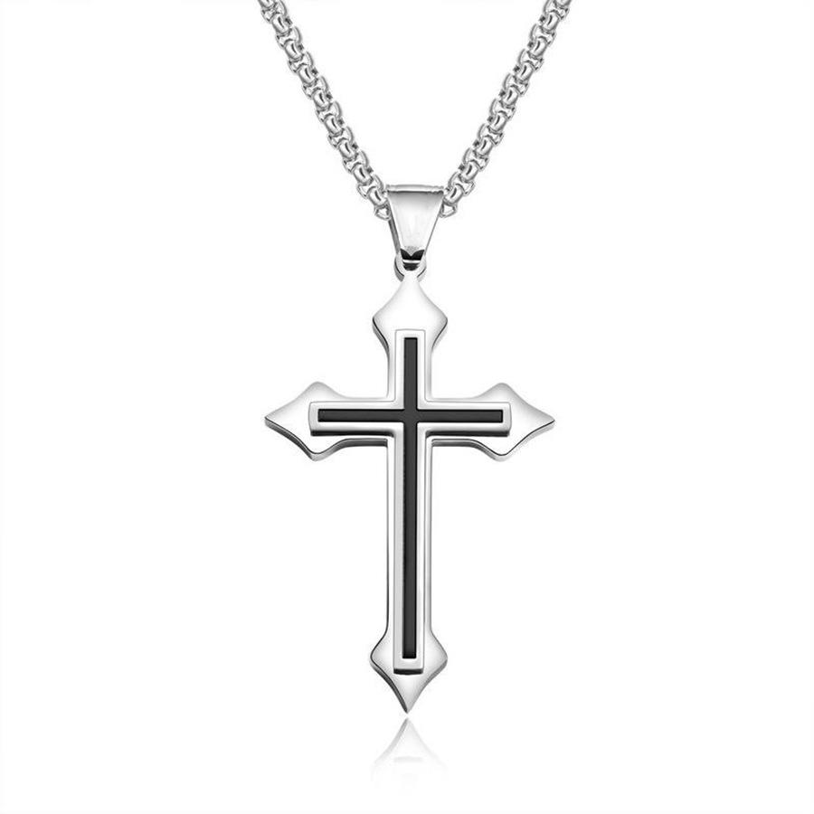 Hip Hop Genuine Personality Simple Titanium Steel Stainless Steel Cross Necklace Men'S Jewelry Pendant Women'S