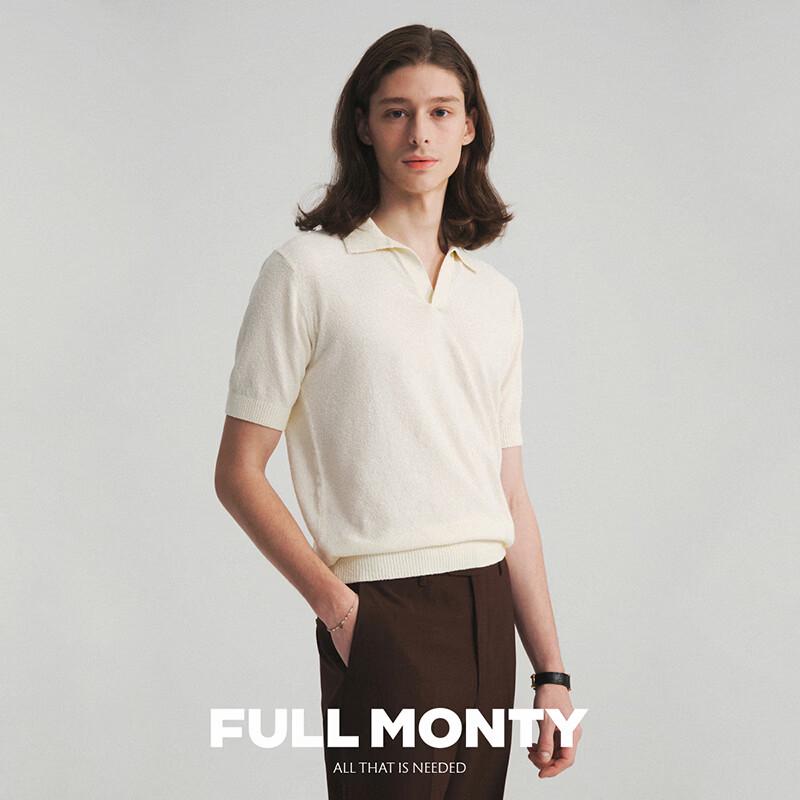 FULL MONTY Men s Linen-Cotton Blend Striped Polo Shirt M