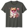 Pomeranian Dog Heart Glasses Bubble Gum Animals Dogs Unisexs TShirt Unisexs Tee