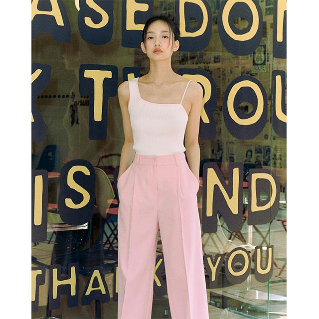 LAP Poly Single-Pleat Semi-Wide Pants Aq2Wp561
