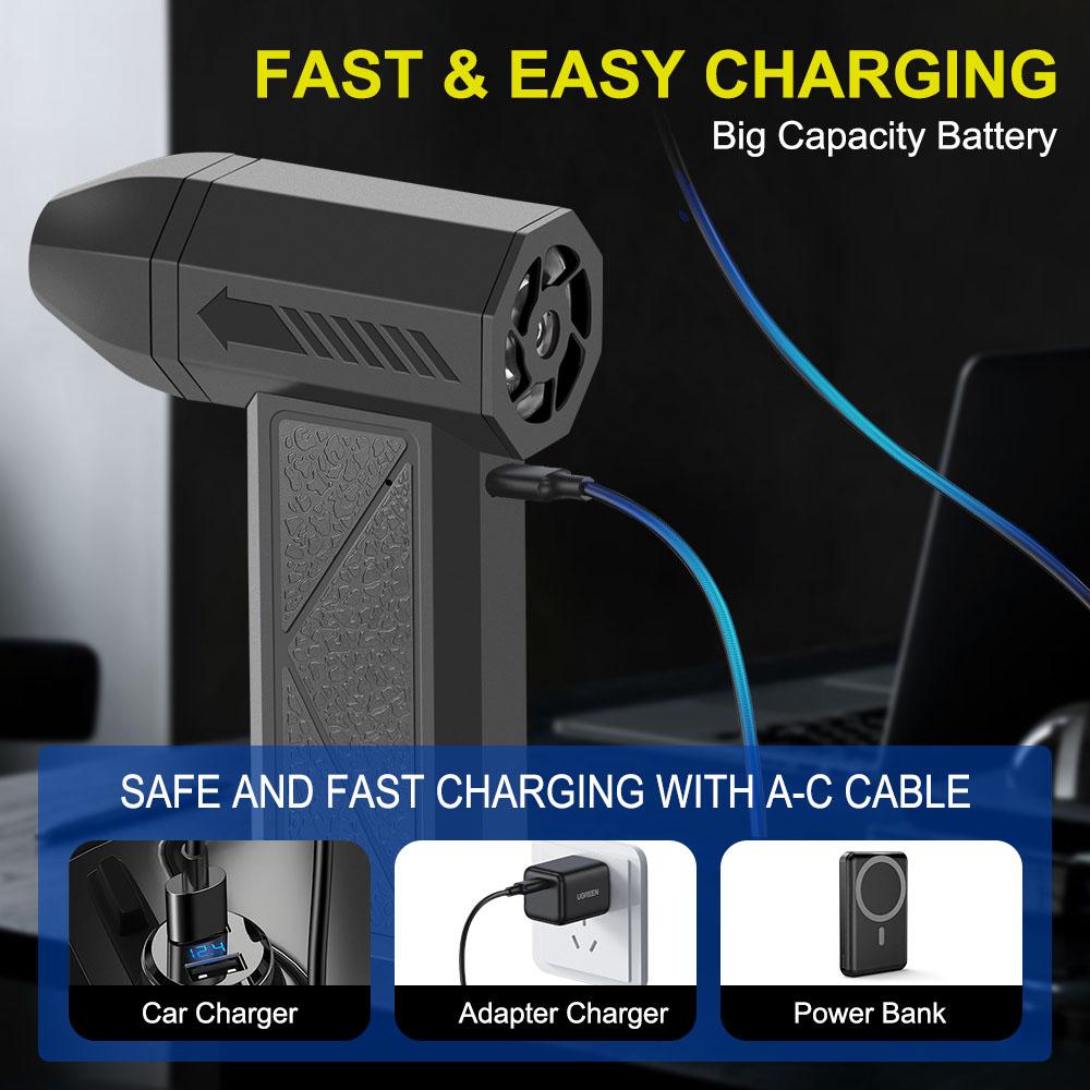 130K RPM Strong Blowing Air Compressor Garden Cleaner Hand Pump Air Duster Blower Turbo Fan Cordless Camping Mat Pillow Inflator