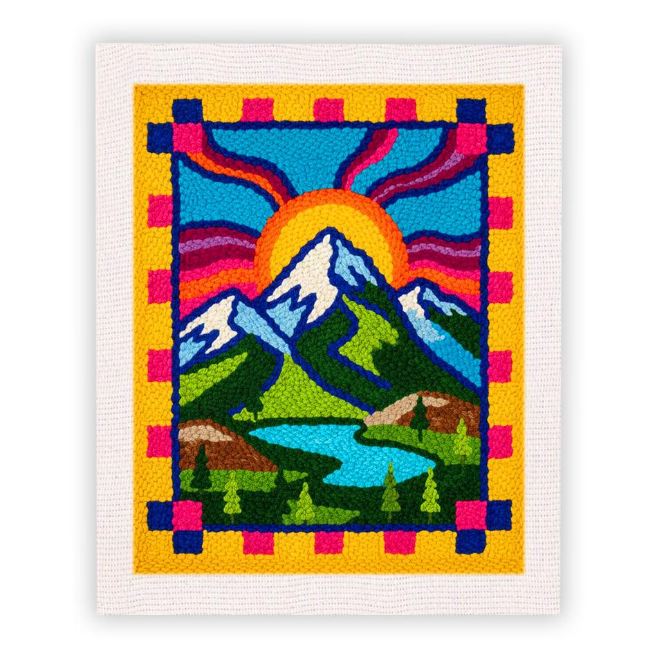 

Punch Needle Embroidery Kits for Beginner Lake Mountain Scenery Punch Needle Kit DIY Crafts with Yarns for Adults Diy Craft Set 25x30cm