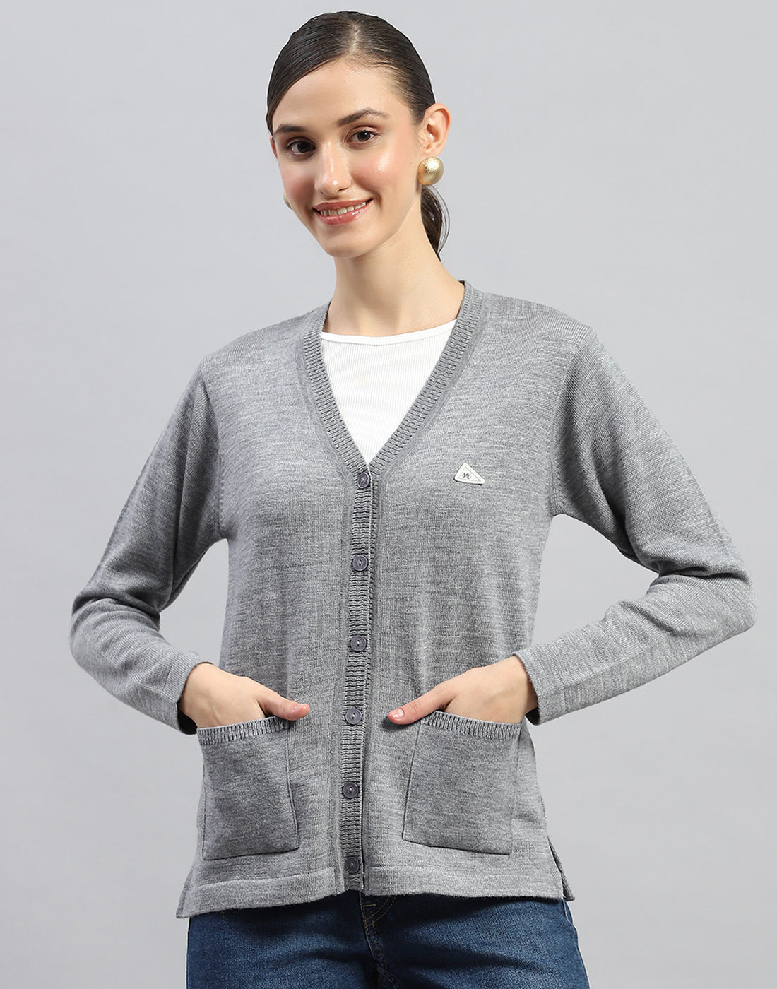 Monte Carlo Womens Regular Fit Solid Cardigan M серый
