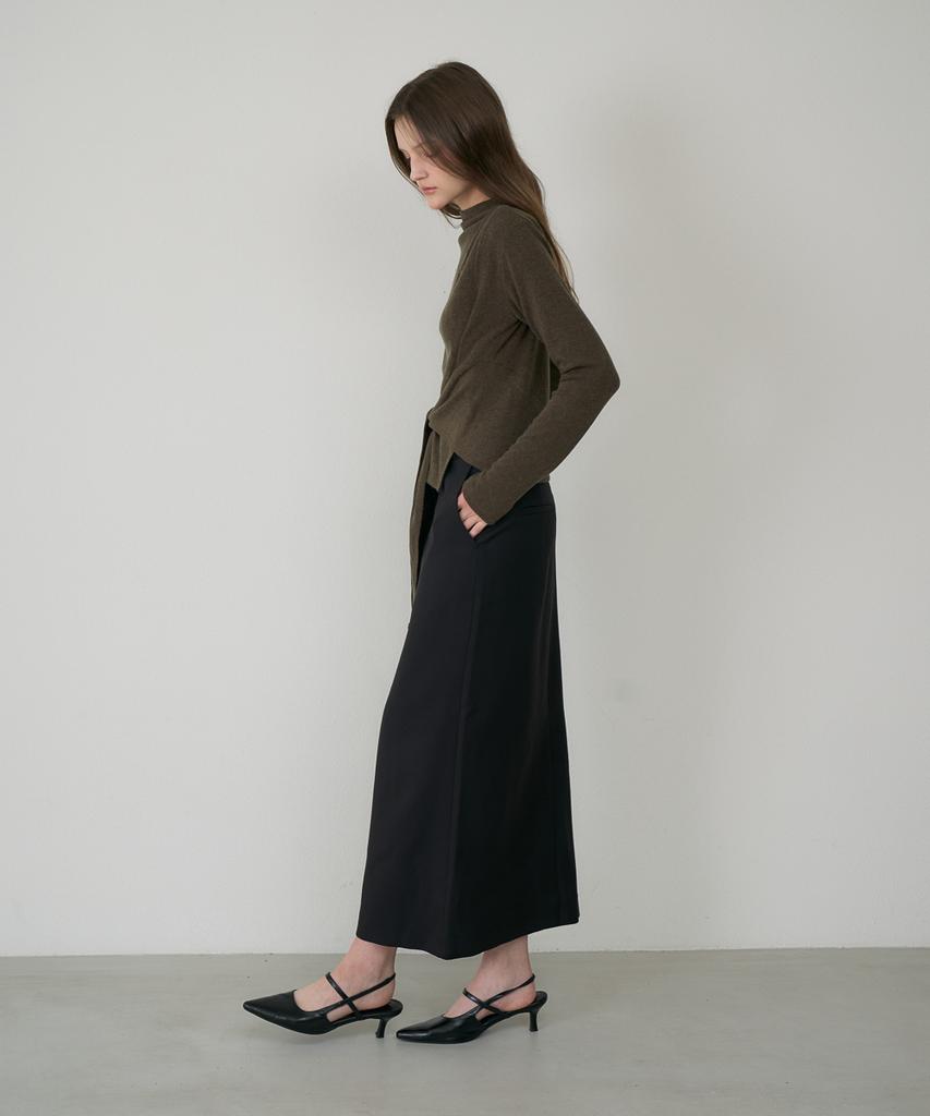 DEHEVE Wool Mock-Neck Wrap Long Sleeve [Khaki]