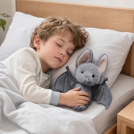 Grauwige Vleermuis Pluche Speelgoed, Ondersteboven Hangend Knuffeldier, Creatieve Halloween Decoratie voor Autospiegel, Verzamelbaar Cadeau voor Kinderen