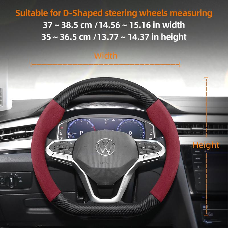 AABGI1 Suitable for Volkswagen Suede Matte Carbon Fiber Texture Steering Wheel Cover Suitable for Polo Golf 5 6 7 up Gol Volante Scirocco Passat