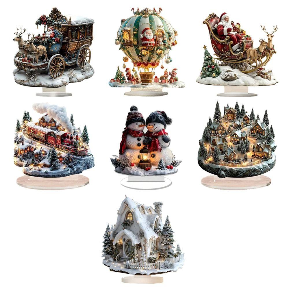 Creative Santa Claus Snowman Christmas Decoration New Year Multi-Scene Holiday Decor Xmas Table Ornament Home Office Decor
