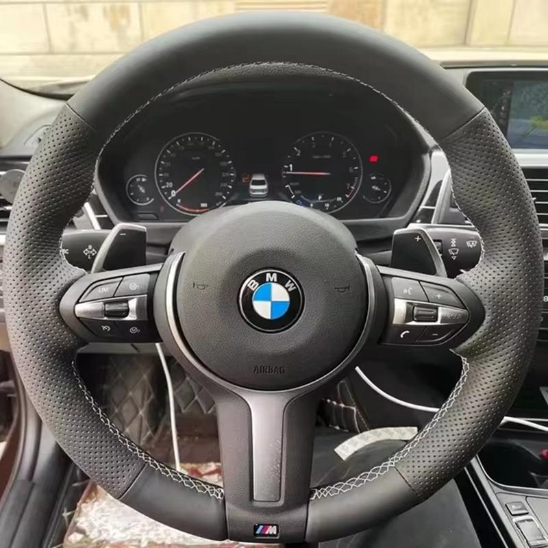 DIY Microfiber Leather Car Steering Wheel Cover For BMW M Sport F06 F10 F15 F16 F20 F21 F25 F30 F32gt F80 F82 X1 X3 X5