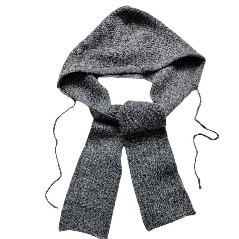 Hat Autumn and Winter Fashion Versatile Hat Scarf Integrated Warm Knitted Wool Hat Scarf