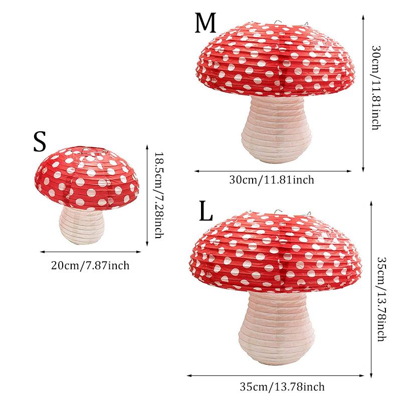1PC Cartoon diy Party Decor Mushroom Shaped Handmade lantern Paper lanterns Round 3D Hanging