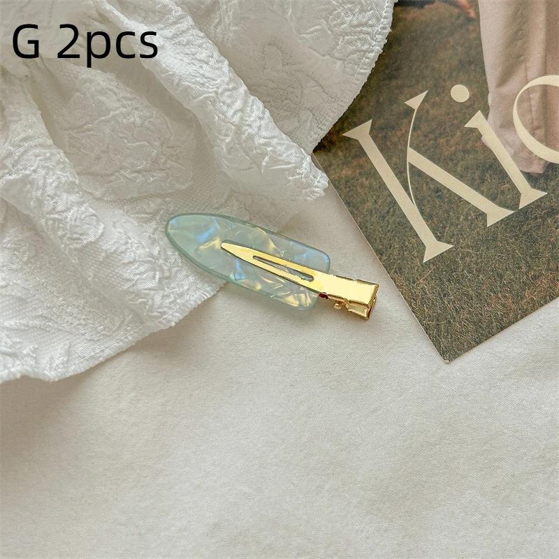 2Pcs No Crease Acrylic Hair Clips With Gold Metal Clasp And Marble Pattern Perfect For Daily Wear Party Hairstyling