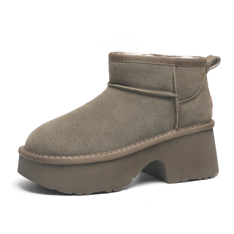 

2024 Autumn/Winter Women s High Heel Snow Boots - Genuine Leather, Thick, Warm, Horseshoe Design 39