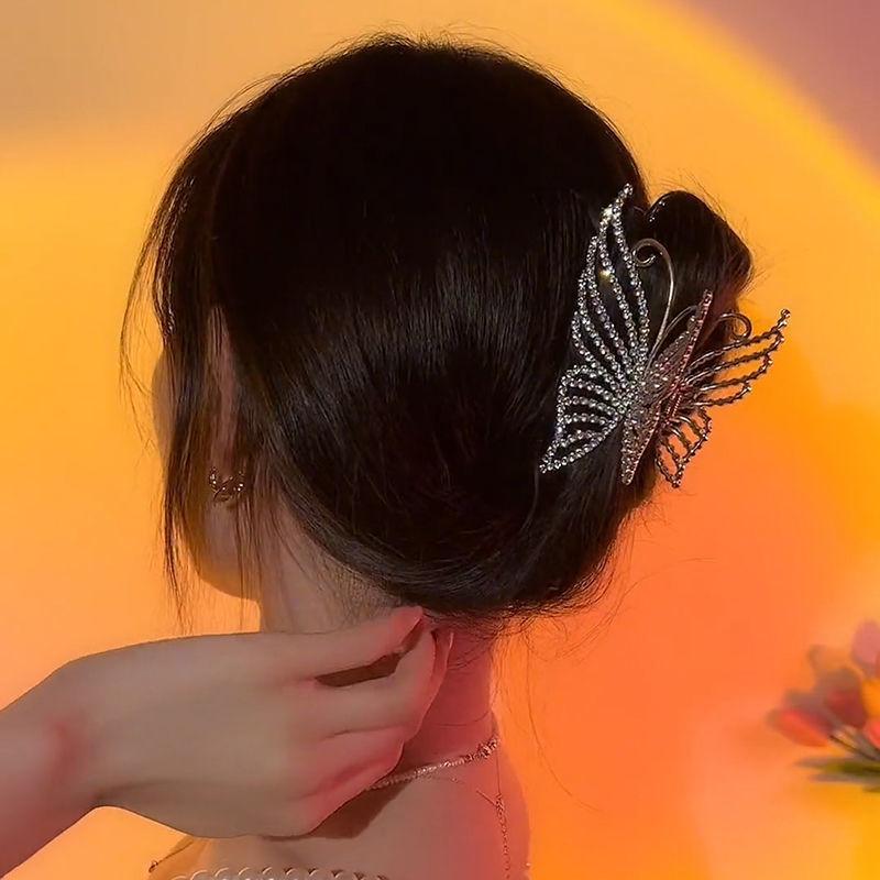 Shark Grab Clip, Large Hair Volume, High-End Butterfly Metal Hairpin, Wind Hairpin, Light Luxury Hair Accessories